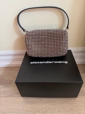 Alexander Wang Pink Crystal Microbag with Black Strap